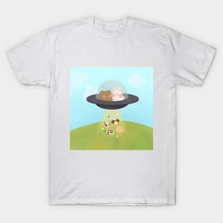 Rabbit and bear UFO T-Shirt